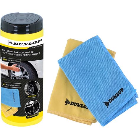 DUNLOP Lingettes Nettoyantes Voiture 35x35cm,  Microfibre 250gsm,  Intérieur & Extérieur,  Nettoyage Sans Traces