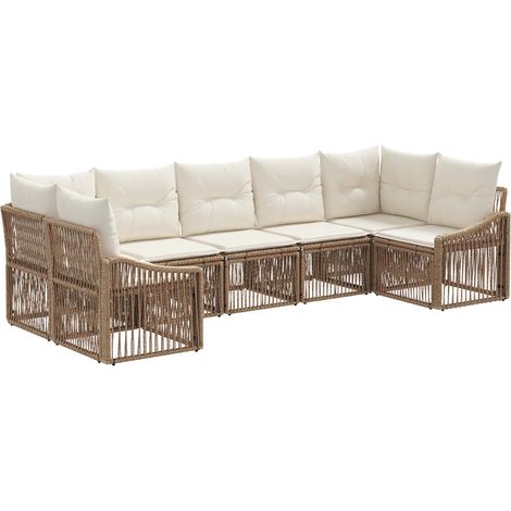 Ensemble de canapé de jardin 7 pc 7-Nombre de places Beige vidaXL (1/5)