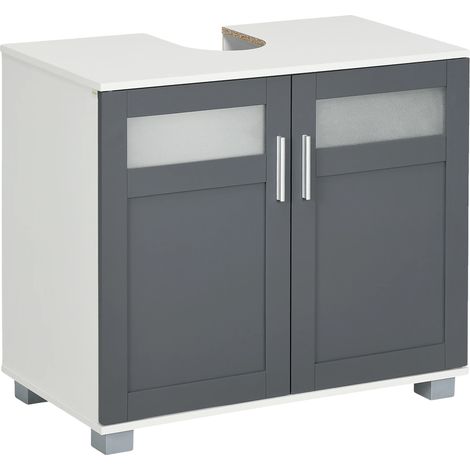 Mueble bajo fregadero, diseño moderno, construcción duradera, gris y blanco. (1/2)