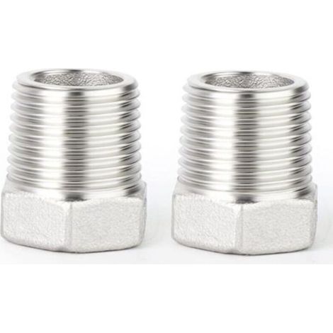 2 Stück Innensechskant-Reduzierstück, 3/8 Zoll BSP-Stecker auf 1/4 Zoll BSP-Innengewinde, 304 Edelstahl-Rohradapter, Reduzierstück (1/5)