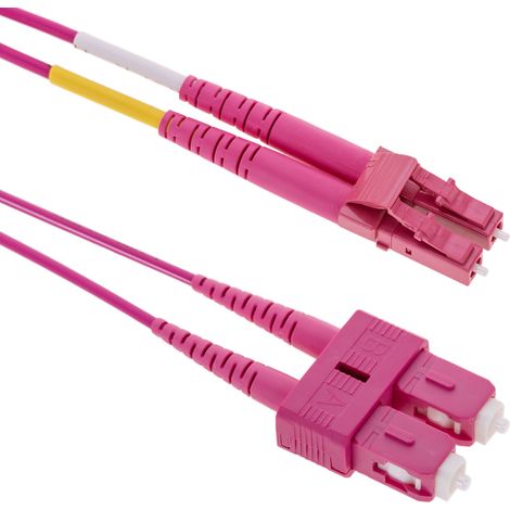 BeMatik - OM4 câble fibre optique multimode MMF duplex 50µm/125µm LC-SC 15m (1/5)