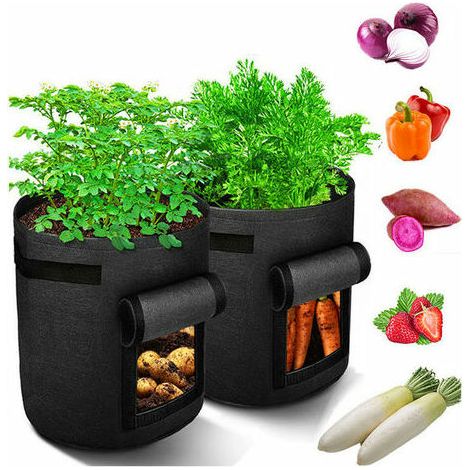 Filiyano – sac à légumes – Lot de 2 sacs de culture pour pommes de terre, sacs de culture en tissu non tissé de 38 litres, sacs à pommes de terre avec (1/5)