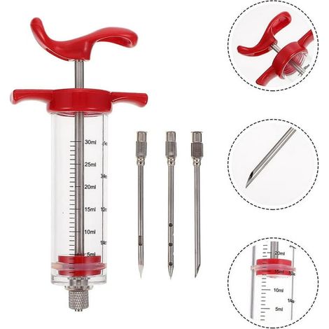 Seringue à marinade professionnelle pour viande - Injecteur de sauce barbecue pour dinde, bœuf et poulet, rôti et grillades (1/5)