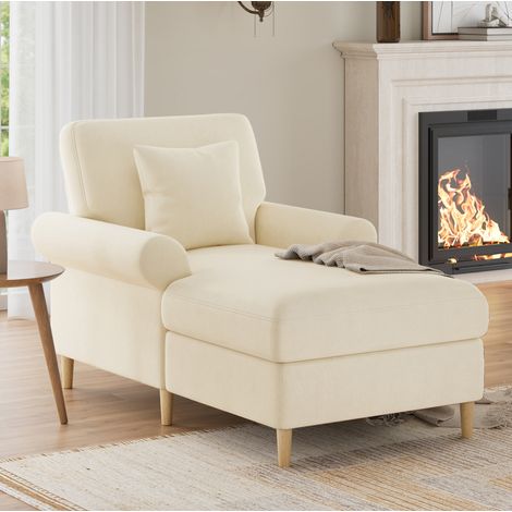 Relaxsessel aus beigem Samt mit Kissen, 133 x 90 x 87 cm OKMYHOME (1/5)