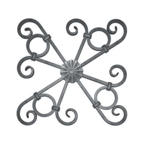 Decoro formato quadrato bifacciale- Altezza 460x460mm sezione quadrata da 12mm - Ferro battuto per saldatura