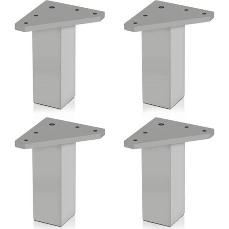 Lot de 4 pieds de meuble (10 cm), vis non incluses, couleur aluminium, pour meubles de salle de bain, armoires, étagères (1/5)