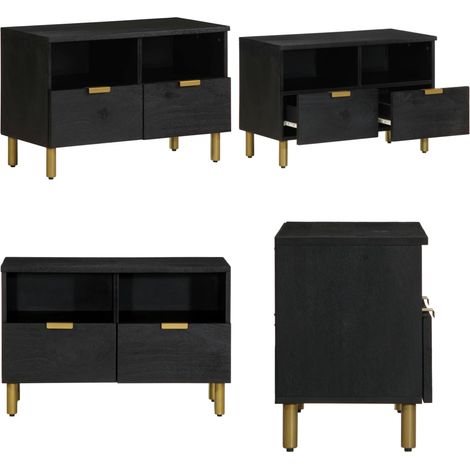 vidaXL Meuble TV noir 70x33x46 cm bois d'ingénierie