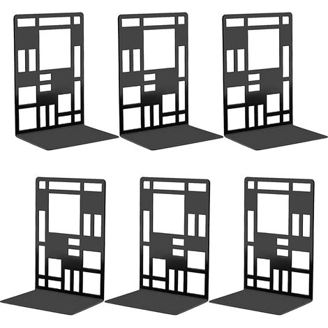3 Paires De Serre-Livres En Métal Noir Presse-Livres Antidérapants Pour Organisation D'étagères Décoration De Maison Bureau Ou École