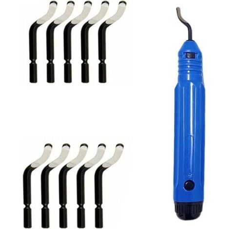 Ebavureur Outil D'ébavurage, Burr Remover avec 10 BS1010 Lames de Rechange Acier, 360 ° Rotatif Deburr Lames, PratiqueOutil pour Aluminium, l'impression 3D, Cuivre et Acier Métal, Plastique (1/4)