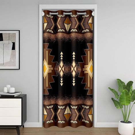 Rideau Occultant Aztec Boho Rideau de Porte 200x200 Occidental Décor Rideaux Porte Enfants Adolescents Adultes Géométrie Tribal Vintage Exotique Orange Brun Rideaux de Placard - 106L X 203H cm (1 Pann (1/5)