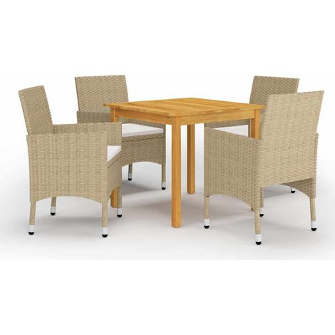 vidaXL Juego de comedor de jardín de 5 piezas beige (1/4)