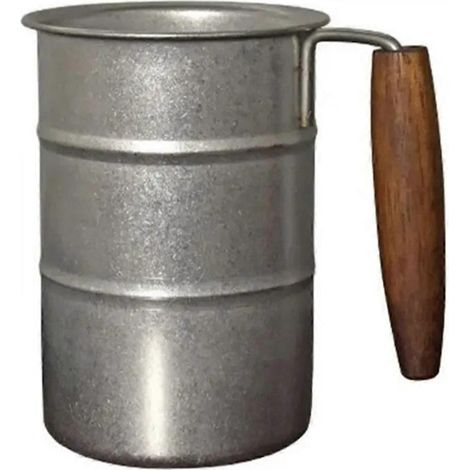Mug à bière rétro en acier inoxydable de 350 ml avec poignée en bois, style camping, anti-chute, idéal pour les voyages et les activités de plein air. (1/5)