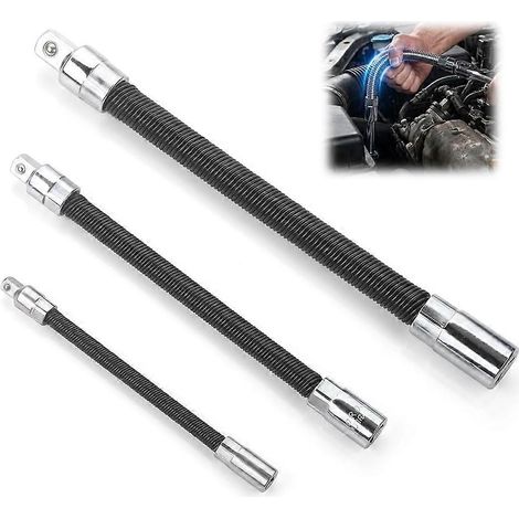 Rallonge flexible pour douille dynamométrique 1/2" lot de 3 rallonges universelles noires pour clé électrique 2026 3 pièces (1/5)