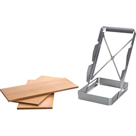 Allgrill Halter für 3 Zedernholzplanken aus Edelstahl 30x28x26 cm