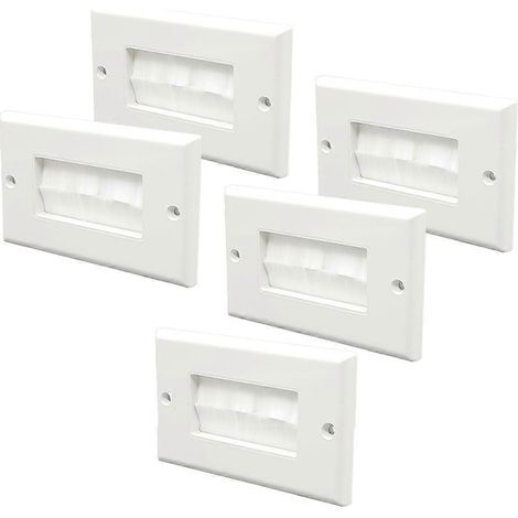 Lot de 5 plaques de passage de câbles à brosse, cache-câbles simple pour câbles basse tension, gestion des câbles (1/5)