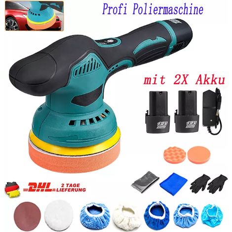 Kit de polissage professionnel pour voiture avec 2 batteries 12V et ensemble de polissage de 125 mm. (1/5)