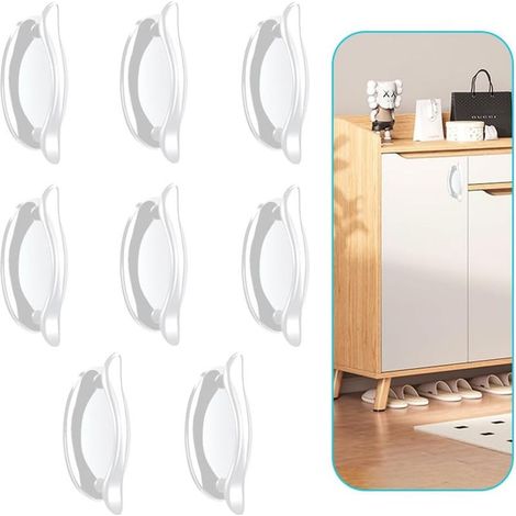 poignées de porte autocollantes, poignées en plastique autocollantes, boutons de tiroir autocollants sans perçage, pour fenêtres, portes vitrées, armoires (blanc, 8,2 x 4,8 x 3,1 cm) (1/5)