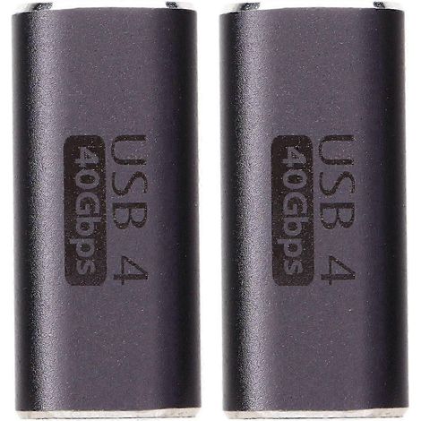Adaptateur USB-C femelle-femelle, transfert de données 40 Gbit/s, charge rapide 100 W, connecteur USB-C droit, lot de 2. Qualité supérieure. WHBYV (1/4)