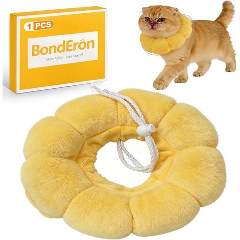 collerette souple chat tournesol col de protection réglable S collier de chat protection entretien nettoyage chaton jaune (1/3)