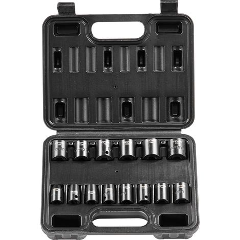 VEVOR Set di bussole a percussione da 3/8", Set di bussole piatte da 14 pezzi metrico 7-20 mm, Acciaio legato al Cr-Mo a 6 punti per riparazioni auto, Kit di bussole a percussione per riparazioni (1/5)