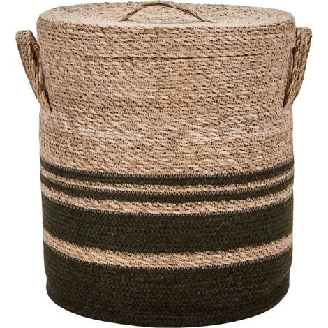Panier de rangement en Herbier et jute avec couvercle - 2