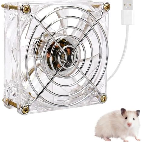Ventilateur Pet Nest,Ventilateur Silencieux USB en Acrylique pour Hamster,Chiot,Cochon D'Inde et Autres Petits Animaux,avec Angle Réglable et Attaches de Câble Flexibles (1/5)