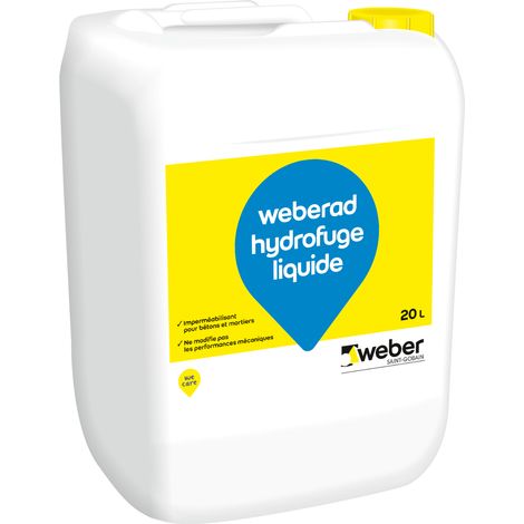 Weber Saint-Gobain Imperméabilisation des mortiers et bétons, 20L, Liquide Weberad hydrofuge
