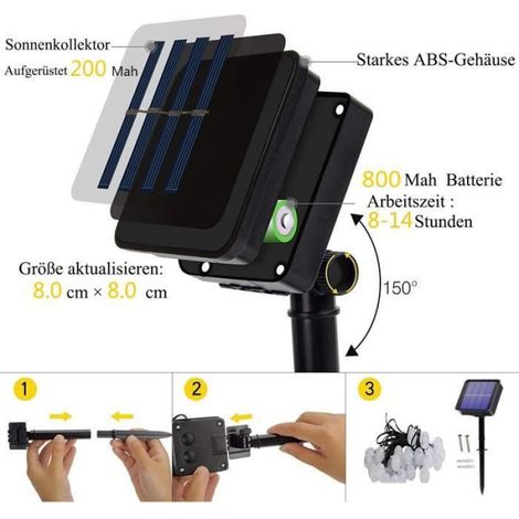 Guirlande lumineuse - Solaire - Lanterne - 30 LED - 6.5M - Étanche - 8 Modes d'éclairage (1/4)
