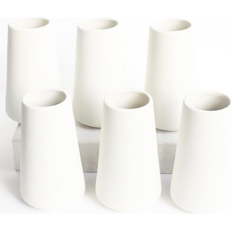 Set aus 6 weißen Keramikvasen für die Heimdekoration, moderne 15 cm große weiße Keramikvasen für Tischdekorationen, Pampasgrasvasen, Tischvasen, Vasen im Bohème-Stil (1/5)