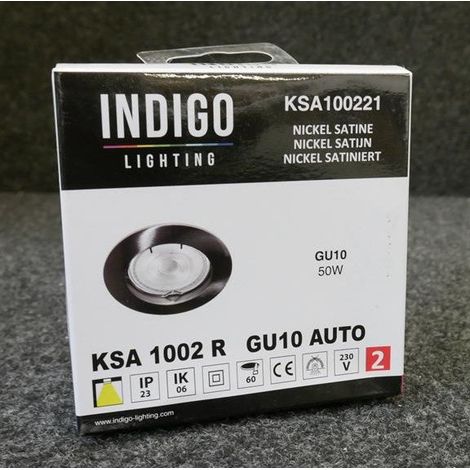 Spot encastré LED rond nickel satiné fixe Ø 78mm pour ampoule GU10 50W max (non incl) alim 230V IP23 KSA 1002 R INDIGO (1/3)