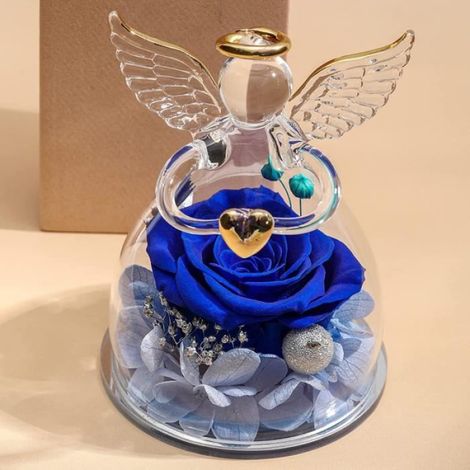 Rose Éternelle Cadeaux Ange pour Femmes, Rose Figurine d'ange, Cadeaux de Anniversaire Noël Saint Valentin pour Mama Petite Amie (1/4)