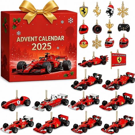 Calendrier de l'Avent surprise avec pendentif acrylique, décoration de sapin de Noël, boîte surprise Ferrari pour le compte à rebours 2025 (1/3)