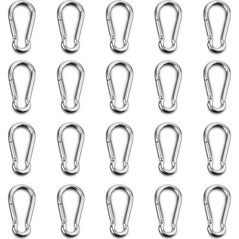 20pcs Mousqueton de Fixation pour Charges Lourdes,Sports, Chiens de Serrure, Hamac Balançoire, en Acier Inoxydable 304,6mm (1/2)
