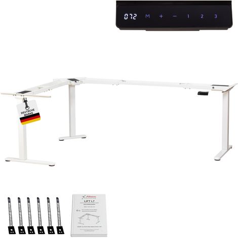Albatros LIFT L7W Gestell für Eckschreibtisch Höhenverstellbar Elektrisch weiß - Winkelschreibtisch Memoryfunktion-Schreibtischgestell Höhenverstellbar Elektrisch, Stufenlos (1/5)