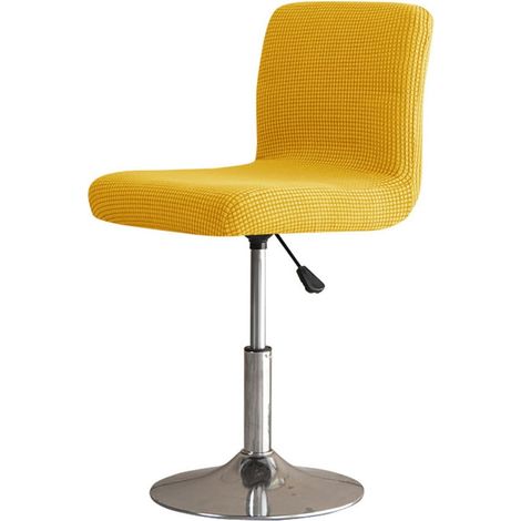 Housse De Tabouret - Velours En Fibres De Maïs - Pour Tabouret Pivotant Carré Hauteur Comptoir - 2 Pièces - Jaune (1/5)