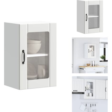 Armoire murale de cuisine avec porte en verre Lucca blanc - Armoire Murale De Cuisine - Armoires Murales De Cuisine - Meuble Mural De Cuisine - Armoire Murale Avec Verre (1/5)