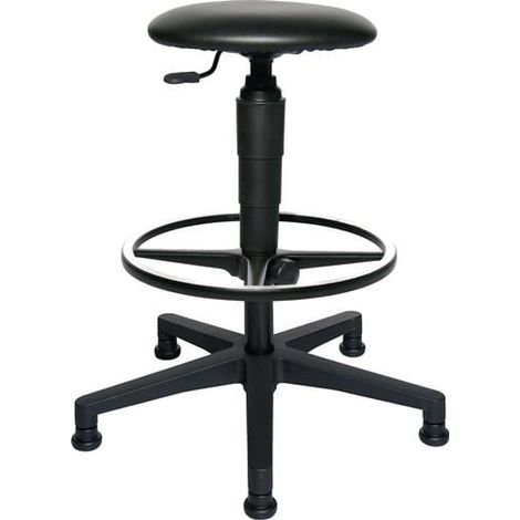 Taburete giratorio con deslizadores tapizado de cuero sintético negro altura del asiento 540-800mm TOPSTAR (1/2)