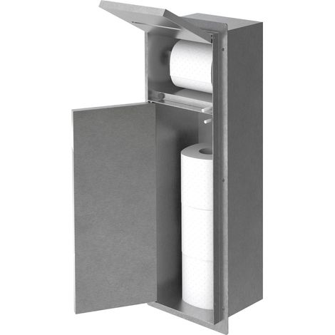 LuxeBath Unterputz-Schrankmodul aus Edelstahl für die Klobürstengarnitur, Silber, 60x20x14 cm, Badezimmerschrank für Toilettenpapierhalter, Einbauschrank mit Toilettenbürste, WC Wandnische befliesbar (1/5)