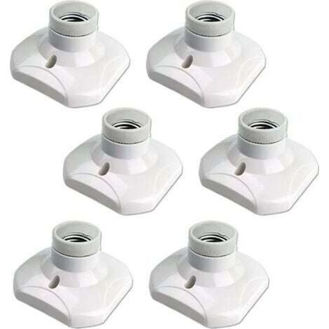 Presa Tappo a Vite E27 Socket E27 Garage, AC 220-240V, Titolare Presa per Lampadina a LED, Base lampada da Soffitto Base E27, Lampada della Base di Plastica Bianco per Lampada a Parete, set di 6 (1/5)