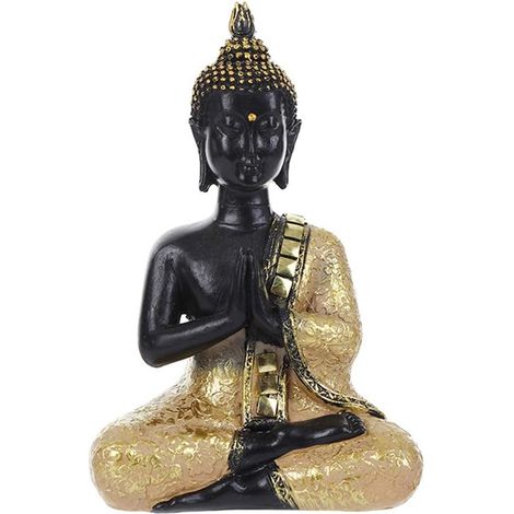 Statue de Bouddha Noire Dorée, Décoration d'Intérieur Zen, Paix & Harmonie, Sculpture Bouddha pour Maison & Spa (1/5)