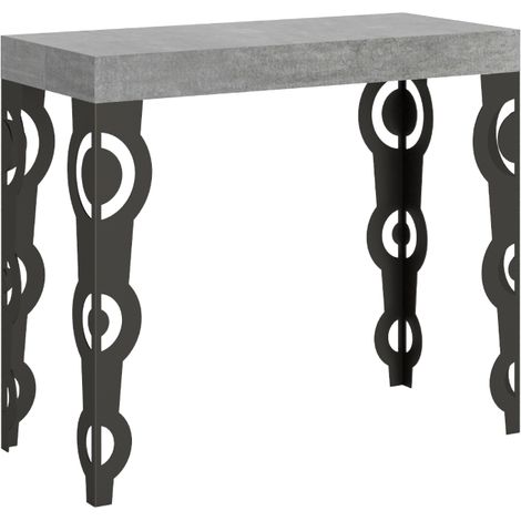 Consolle allungabile 90x40/196 cm Karamay Small Premium Cemento telaio Antracite (1/4)