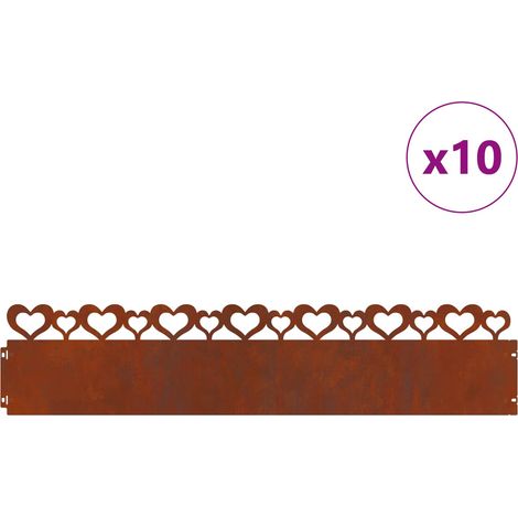 Lawn Edgings 10 pcs Rusty 103 x 0.05 x 22 cm Weathering Steel vidaXL