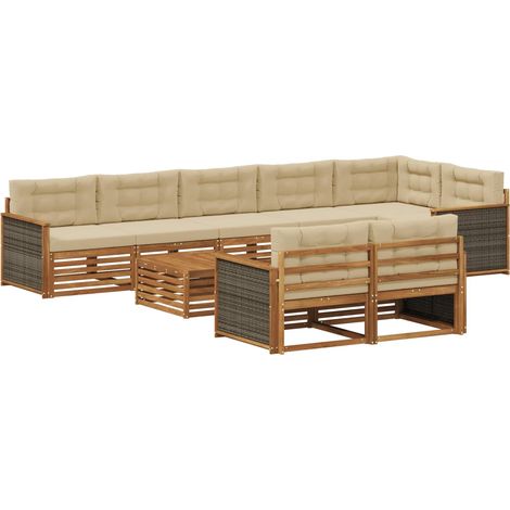 Conjunto de sofás de exterior con cojín 9 pcs vidaXL (1/5)