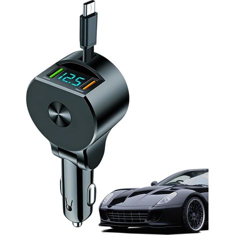 Chargeur de voiture rétractable - Adaptateur de charge télescopique à 3 ports, adaptateur de charge portable pour téléphone portable - Pour la conduite quotidienne, les voyages, les voyages d'affaires (1/5)