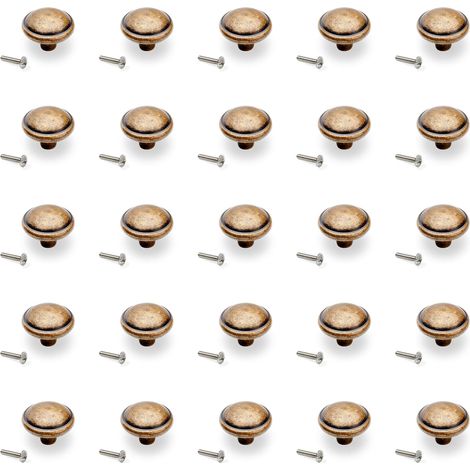 Emuca Lote de 25 pomos para mueble Massanassa, diámetro 32mm, Zamak, Bronce