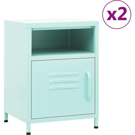 vidaXL Mesitas de noche 2 uds acero verde menta 35x35x51 cm (1/4)