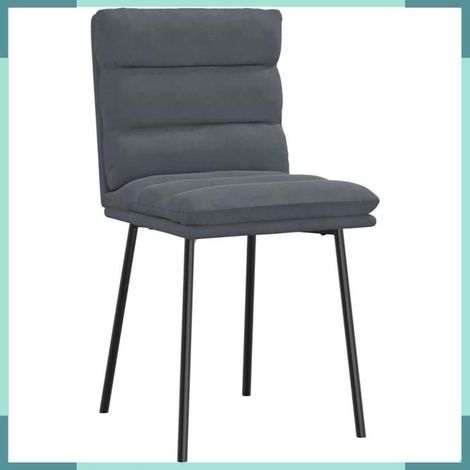 Chaise de salle à manger - Modèle 4101283 - Velours gris foncé - Assise 47 cm - Piétement métal (1/5)