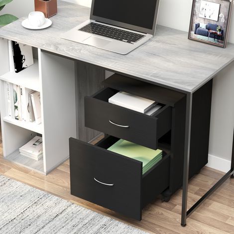 Mobile schedario in legno HOMCOM per ufficio e casa con ruote e 2 cassetti, 41x39x58 cm, nero