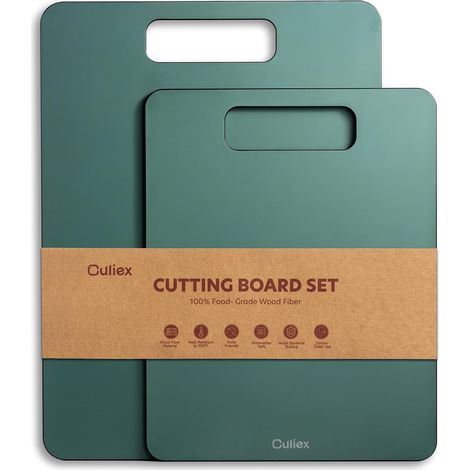 Planche à Découper en Fibre de Bois Ensemble de 2, Composite Cutting Board Lavable au Lave-vaisselle, Non Toxique, sans BPA, Pieds Antidérapants, Idéal pour Viandes, Légumes, Fruits et Pain (1/5)