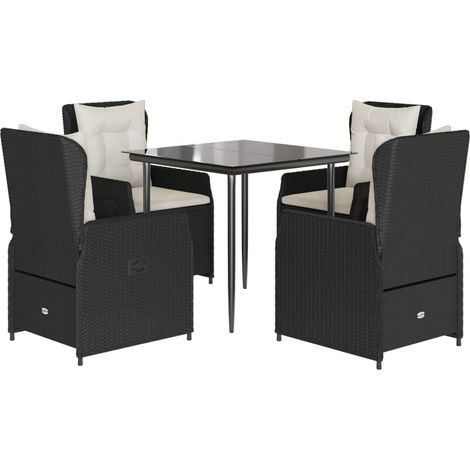 Set de muebles jardín 5 pzas con cojines ratán sintético negro vidaXL (1/5)